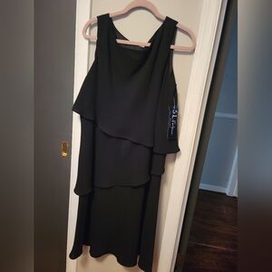 S L Fashions Tiered Black Dress
